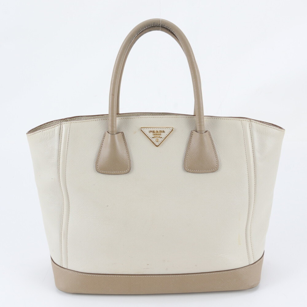 Prada Saffiano Triangle Logo Leather Tote Bag Shoulder Handbag for Women